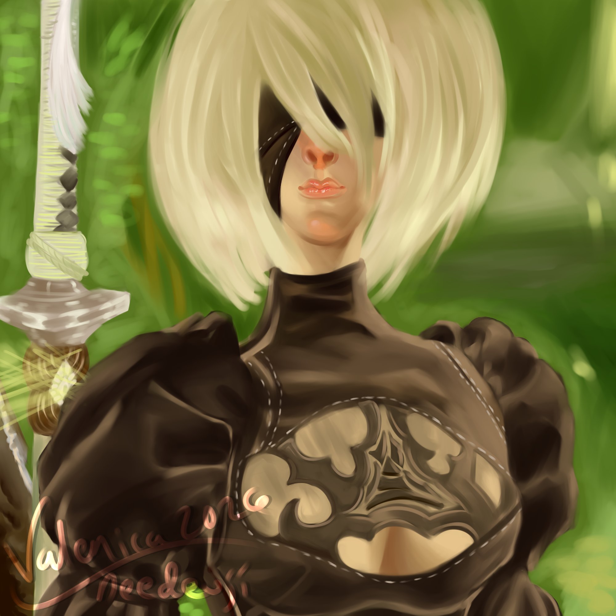 a realistic anime painting of a cyborg samurai looking wistfully